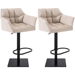 Lot de 2 tabourets de bar en tissu Damaso ivoire