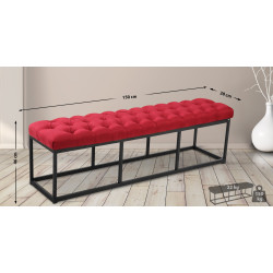 Banc Amun, tissu, noir, 150 cm, rouge