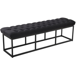 Taburete Pie de Cama Amun Tela & Negro Negro,150 cm