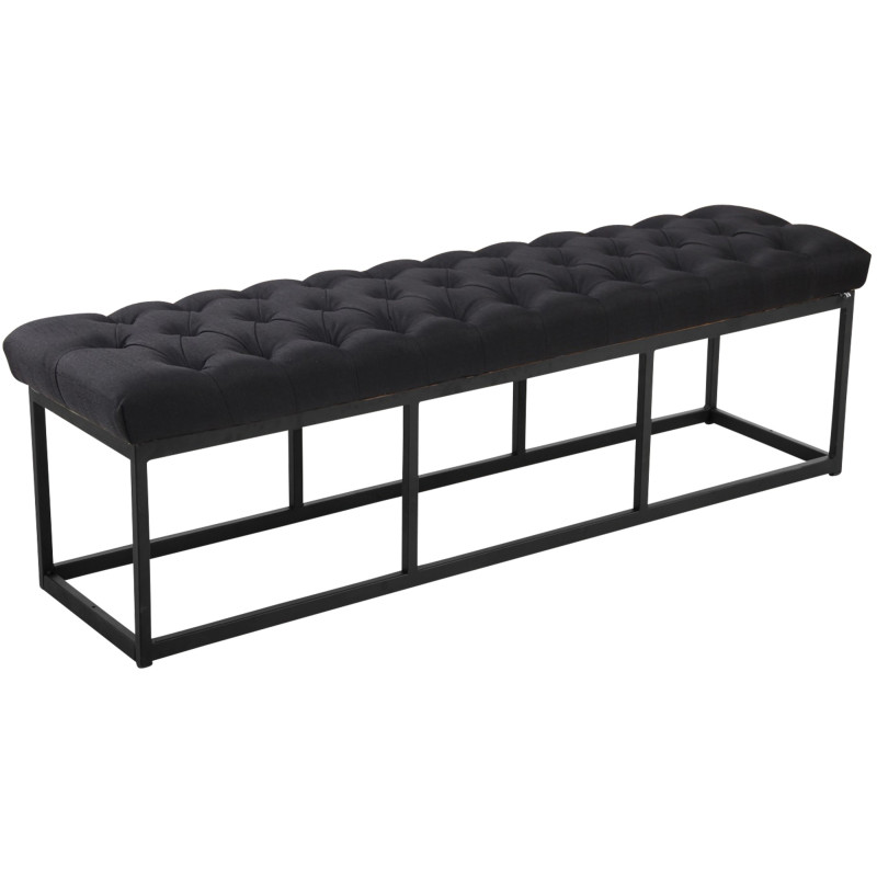 Taburete Pie de Cama Amun Tela & Negro Negro,150 cm
