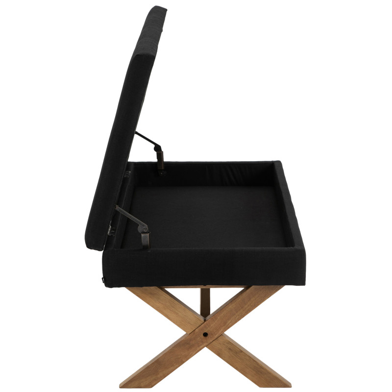 Banco Namaro tapizado en tela con almacenamiento Negro,Antiguo claro