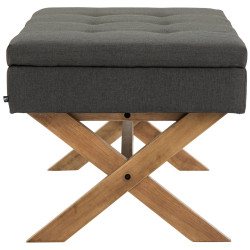 Banco Namaro tapizado en tela con almacenamiento Gris oscuro,Antiguo claro