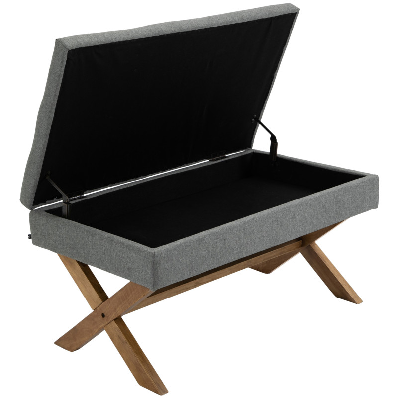 Panca con vano contenitore Namaro In Tessuto grigio,antico chiaro