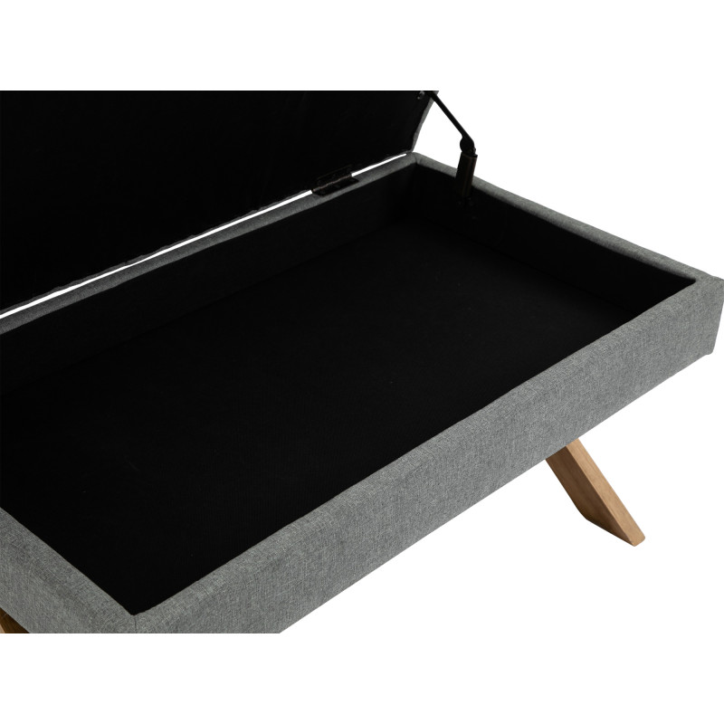 Banco Namaro tapizado en tela con almacenamiento Gris,Antiguo claro