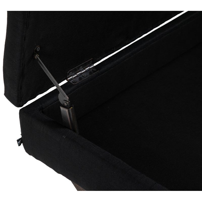 Banco Namaro tapizado en tela con almacenamiento Negro,Antiguo