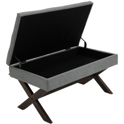 Banco Namaro tapizado en tela con almacenamiento Gris,Antiguo