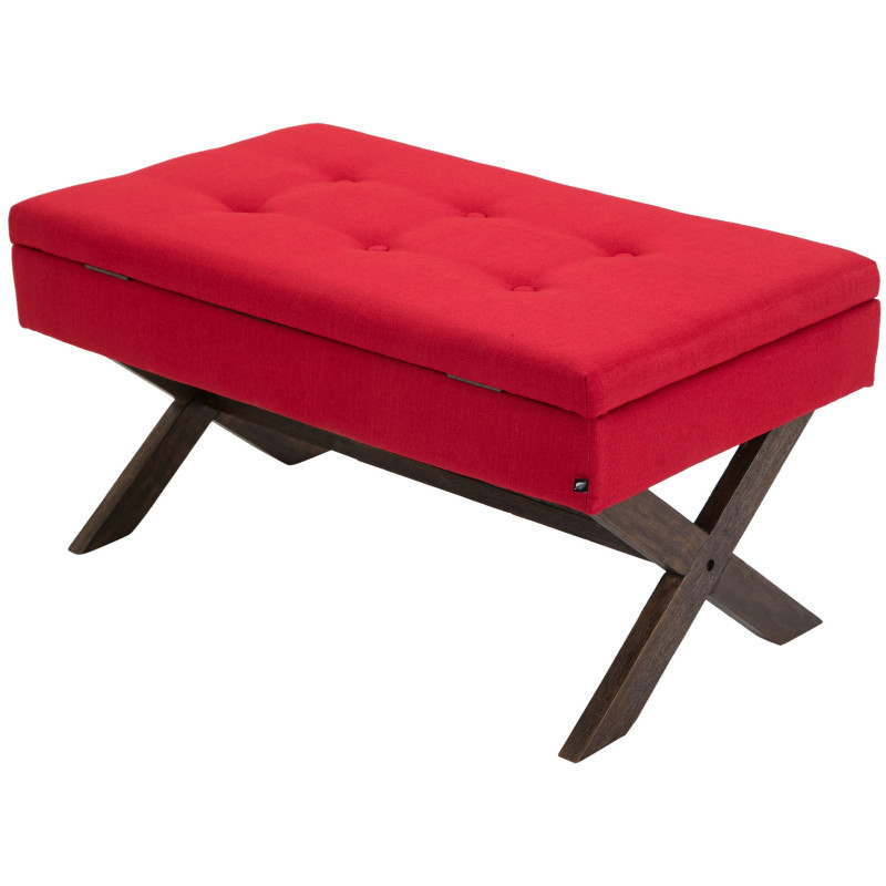 Banco Namaro tapizado en tela con almacenamiento Rojo,Antiguo