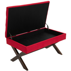 Banco Namaro tapizado en tela con almacenamiento Rojo,Antiguo