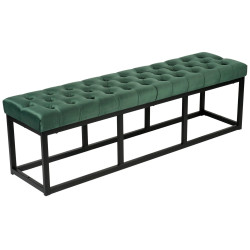 Banc en velours Polson, noir, 150 cm, vert