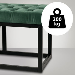 Banc en velours Polson, noir, 150 cm, vert