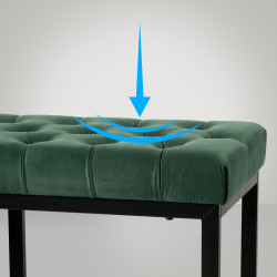 Banc en velours Polson, noir, 150 cm, vert