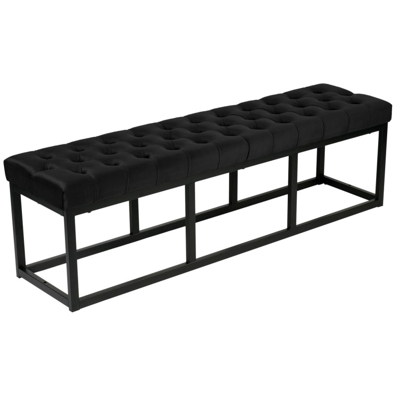 Banc en velours Polson, noir, 150 cm