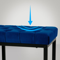 Banc en velours Polson, noir, 150 cm, bleu