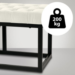 Banc Polson en velours noir, 150 cm, crème