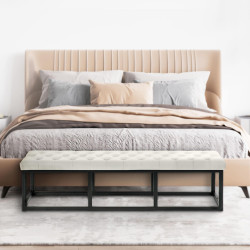 Banc Polson en velours noir, 150 cm, crème