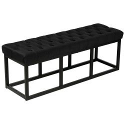 Banc en velours Polson, noir, 120 cm
