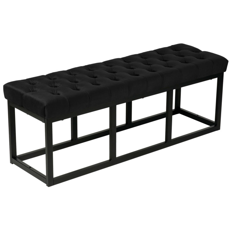 Banc en velours Polson, noir, 120 cm