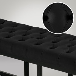 Banc en velours Polson, noir, 120 cm