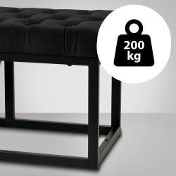 Banc en velours Polson, noir, 120 cm