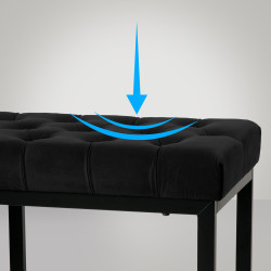 Banc en velours Polson, noir, 120 cm