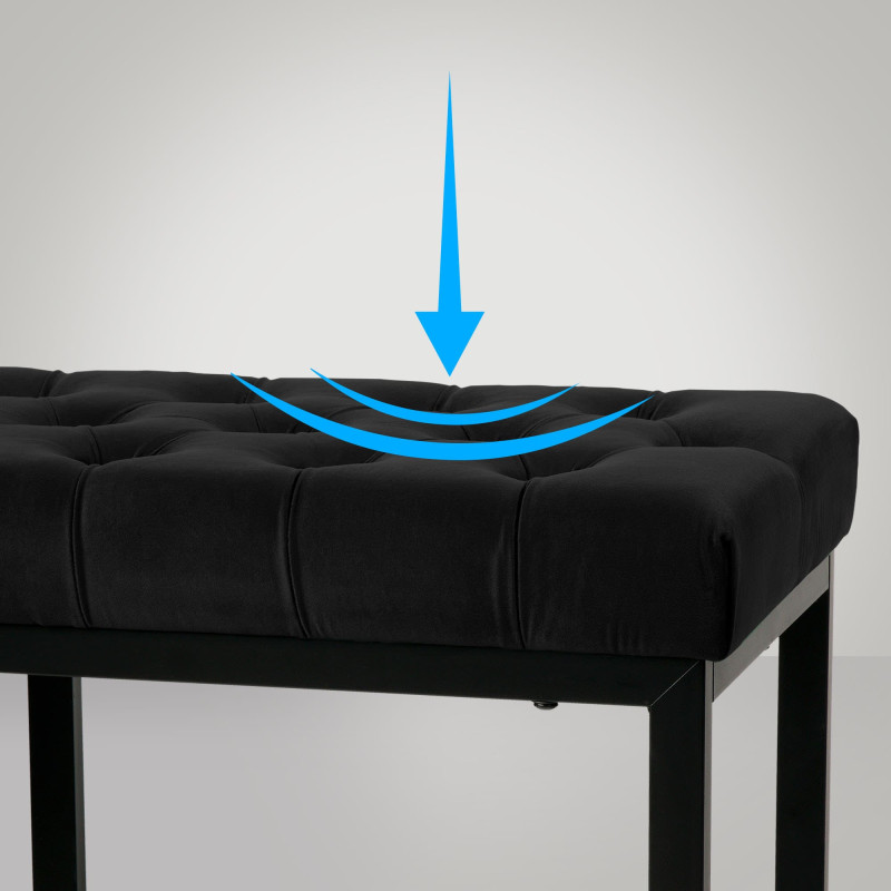 Banc en velours Polson, noir, 120 cm