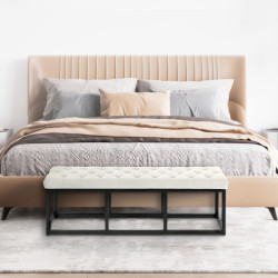 Banc Polson en velours noir, 120 cm, crème