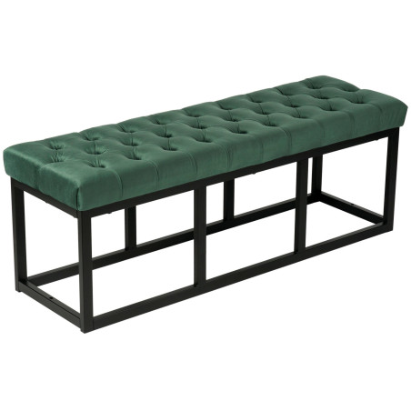 Banc en velours Polson, noir, 120 cm, vert