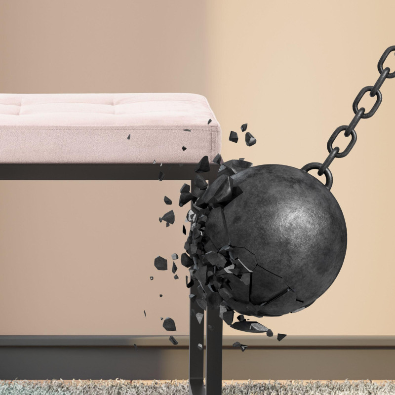 Banquette Barci B en velours gris clair