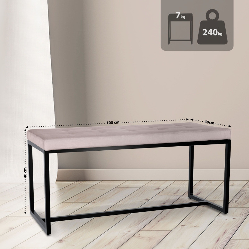 Banquette Barci B en velours gris clair
