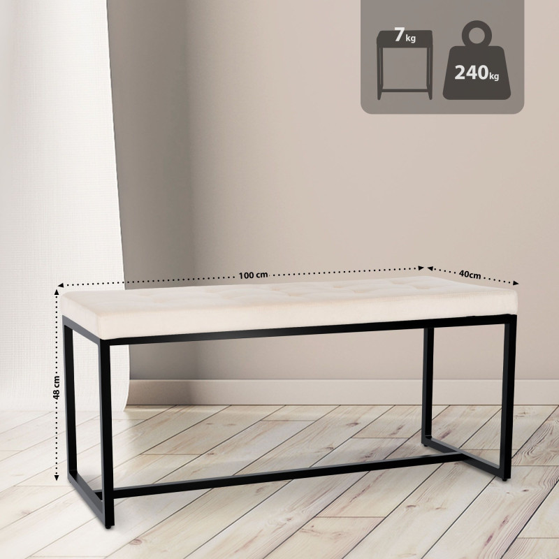 Banquette Barci B en velours crème