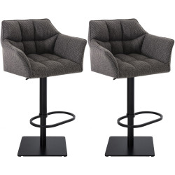 Lot de 2 tabourets de bar en tissu Damaso gris titane