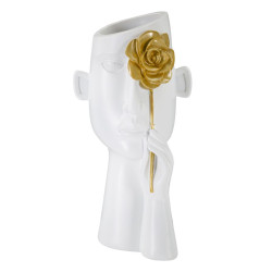 Vaso Rosto Com Flores CM 14X13X27