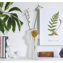 Vase Visage Avec Fleurs CM 14X13X27