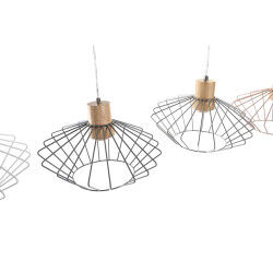 Suspension DKD Home Decor 34 x 34 x 21 cm Argenté Noir Gris Rose Métal Blanc 50 W 60 W Pin