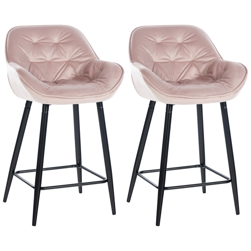 Lot de 2 tabourets de bar Gibson en velours rose