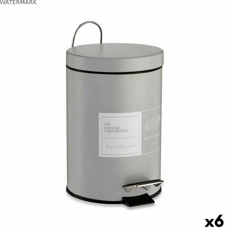 Poubelle à pédale Berilo Beauty Products Blanc Gris Acier Plastique 3 L (6 Unités)