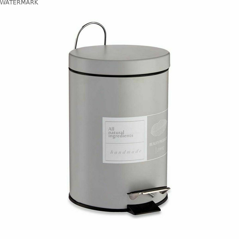 Poubelle à pédale Berilo Beauty Products Blanc Gris Acier Plastique 3 L (6 Unités)