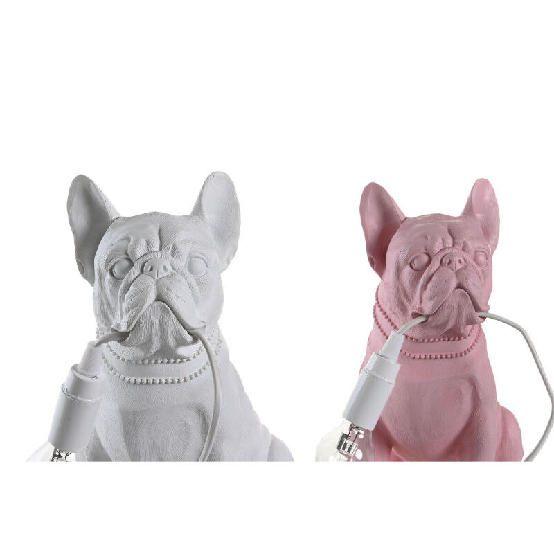 Lampe de bureau DKD Home Decor Rose Blanc Résine 220 V 40 W (25 x 15 x 29 cm) (2 Unités)