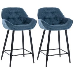 Lot de 2 tabourets de bar Gibson en tissu bleu
