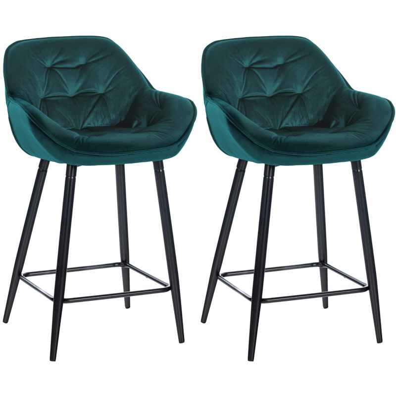 Lot de 2 tabourets de bar Gibson 76 velours vert foncé