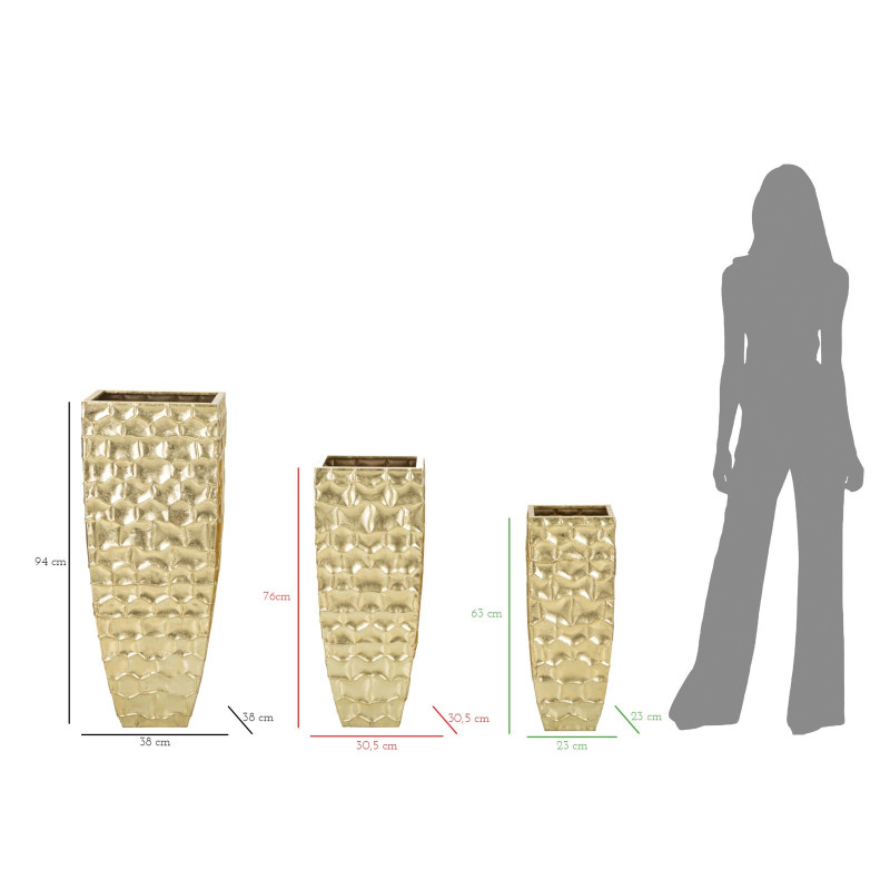 Porte-Vase Glody Set 3 PCS Élégant CM 38X38X94-30,5X30,5X76-23X23X63