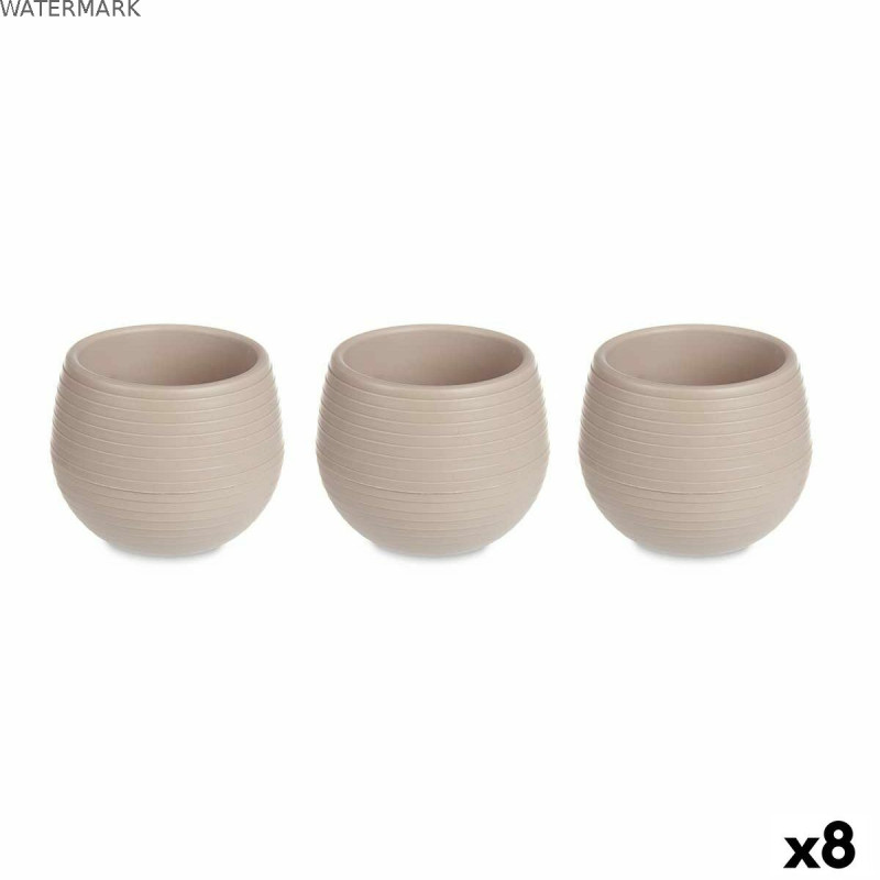 Set de pots Ibergarden ES0101214S3 Taupe Plastique 8 x 8 x 7 cm (8 Unités)