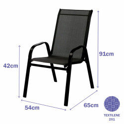 Marbueno Chaise de Jardin Acier Noir 91X54X65 cm 10467