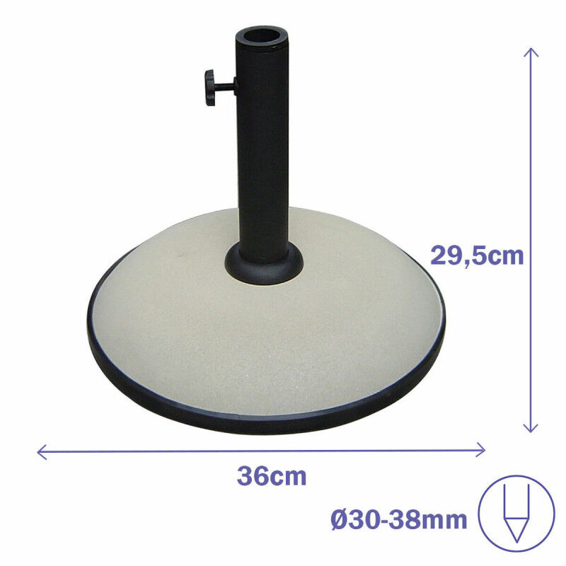 Marbueno Base Parasol Ronde 36x29,5 cm 11KG Blanc Jardin, Piscine, Terrasse 10445