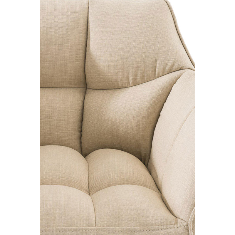Lot de 2 tabourets de bar en tissu Damaso et acier inoxydable crème