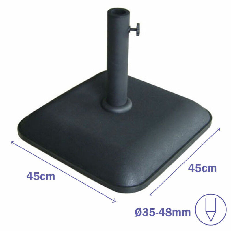 Marbueno Base Parasol Carré Béton 45X45X7,3 cm 25KG Noir Jardin, Piscine, Terrasse
