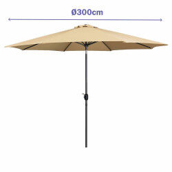 Marbueno Parasol Acier 8 Brins D300 cm Polyester Marron Jardin, Piscine, Terrasse