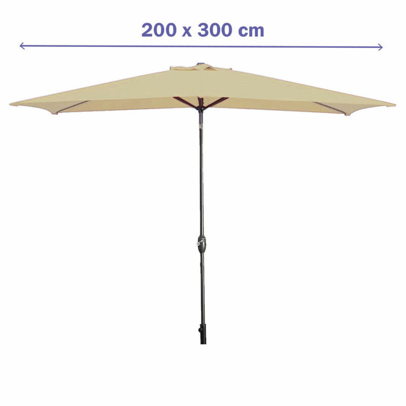 Marbueno Parasol Acier 8 Tiges 200x300 cm Polyester Marron Jardin, Piscine 10492