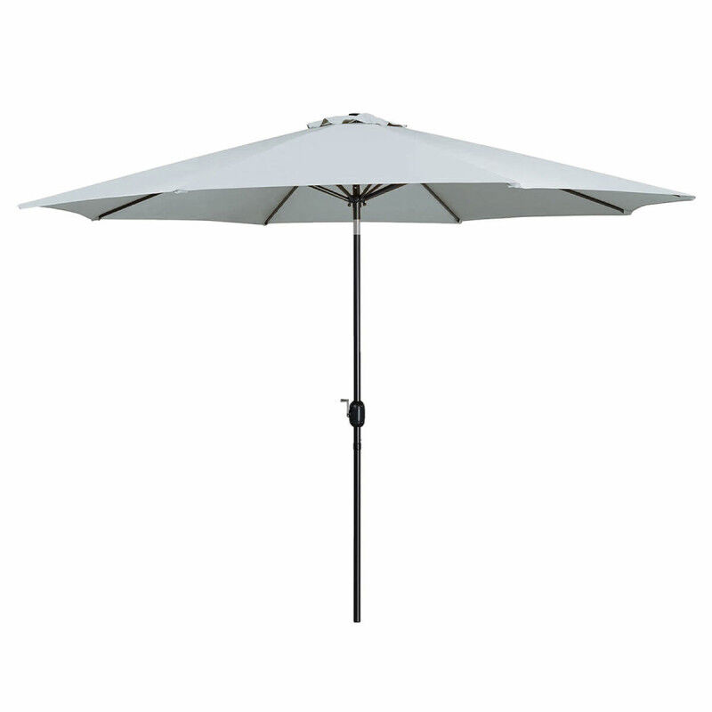 Marbueno Parasol Acero 8 Varillas D270 cm Polyester Blanc Jardin, Piscine, Terrasse