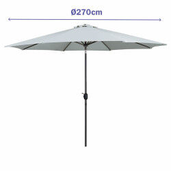 Marbueno Parasol Acero 8 Varillas D270 cm Polyester Blanc Jardin, Piscine, Terrasse
